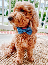 Load image into Gallery viewer, Lightweight Denim Cotton Bow Tie- Optional Over the Collar or Hair Bow- Optional Letter Added
