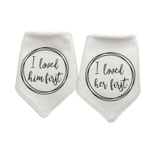 Load image into Gallery viewer, I loved her/him first Wedding Bandana with soft macrame cord tie closure
