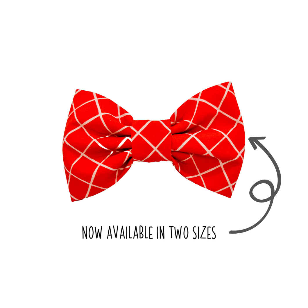 Red plaid Valentine Bow Tie made with Alligator hair clip, over the collar or elastic headband (2 sizes available)