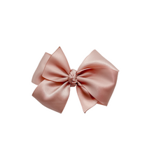 Load image into Gallery viewer, Rose Gold 2 in Double Faced Satin Hair bow Made with an alligator Hair clip or elastic headband
