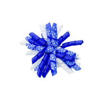 Load image into Gallery viewer, Royal Blue and White korker hairbow Made with an alligator Hair clip or elastic headband
