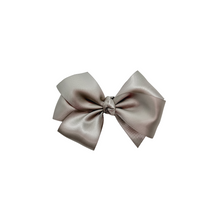 Load image into Gallery viewer, Silver 2 in Double Faced Satin Hair bow Made with an alligator Hair clip or elastic headband
